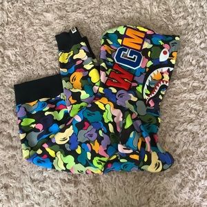 Bape Multi Color Camo Shark Full Zip Hoodie